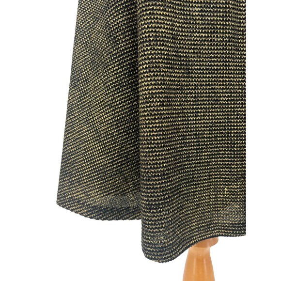 Vtg Anthropologie Black Gold Tweed Fit & Flare Dress | A-Line Skater Corpcore Lg - Picture 4 of 16